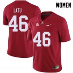 NCAA Women's Alabama Crimson Tide #46 Cameron Latu Stitched College 2018 Nike Authentic Red Football Jersey HT17G47YE